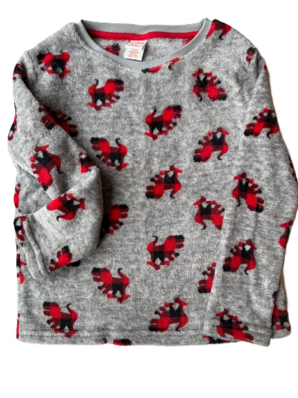 Boys Super Soft Sweatshirt, Dinosaurs in Buffalo Check